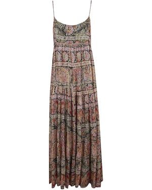 RIXO London Pleated Printed Maxi Dress - Natural