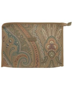 Etro Zippered Clutch - Natural