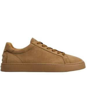 Tod's Logo Printed Round Toe Trainers - Brown