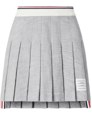 Thom Browne Pleated Tweed Skirt - Grey
