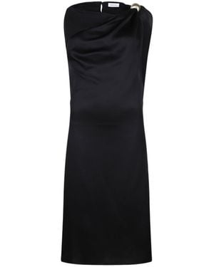 Lanvin Boat Neck Arpège Midi Dress - Black