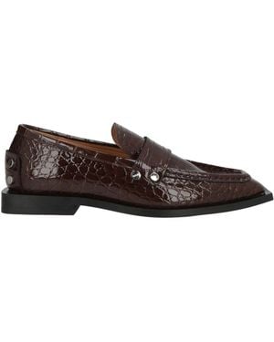 Ganni Crocodile-Print Loafers - Brown