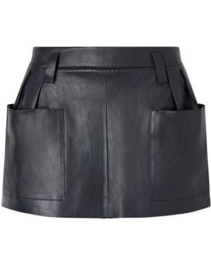 Stouls Anastasia Pleated Leather Mini Skirt - Gray