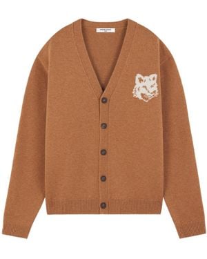 Maison Kitsuné Maison Kitsuné Fox Head Intarsia-Knit Cardigan - Brown