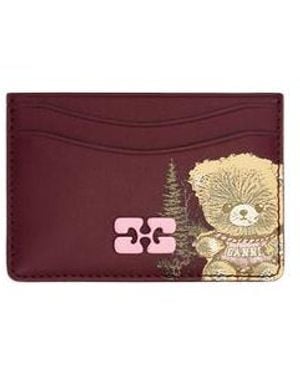Ganni Bou Card Holder With Forest Teddy - Purple