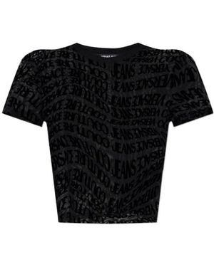 Versace Jeans Couture Couture Logo Jacquard Crewneck Top - Black