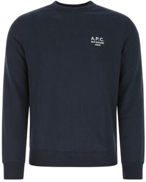 A.P.C. Logo Embroidered Crewneck Sweatshirt - Blue