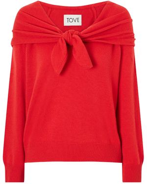 TOVE Malia Draped-Panel Sweater - Red