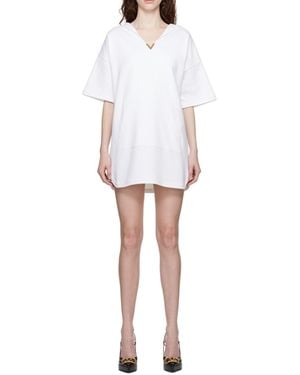 Valentino Hooded Short-Sleeved Long T-Shirt - White