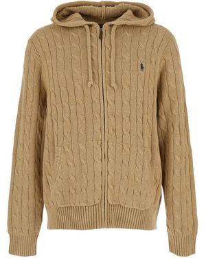 Polo Ralph Lauren Hooded Cardigan Cotton - Natural
