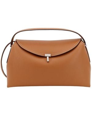 TOTEME Totême Logo Plaque Foldover Top Handle Bag - Brown