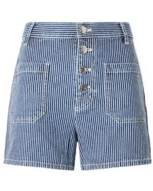 Nili Lotan Harley Striped Denim Shorts - Blue