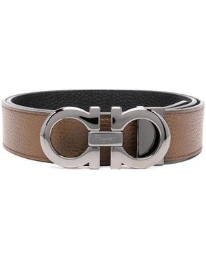 Ferragamo Logo Leather Belt - White