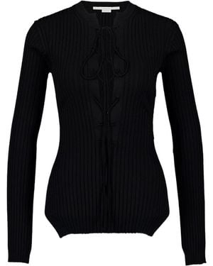Stella McCartney Lace-Up Ribbed Knit Jumper - Black