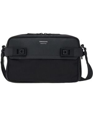 Ferragamo Gancini-Buckles Messenger Bag - Black