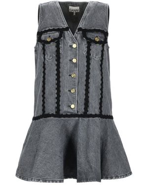 Ganni Cotton Mini Dress Organic - Grey