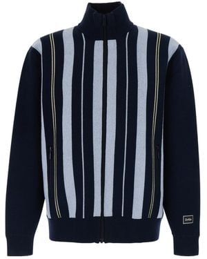 Drole de Monsieur Drôle De Monsieur Striped Zipped Knit Jacket - Blue