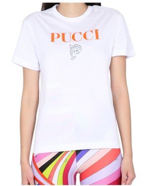 Emilio Pucci Logo-Print Cotton T-Shirt - White