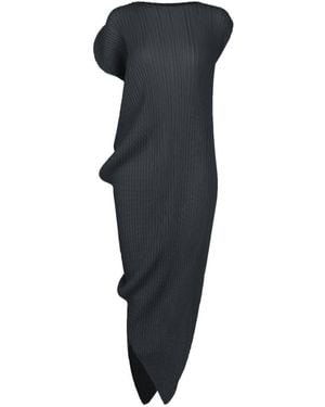 Issey Miyake Pleated Midi Dress - Blue