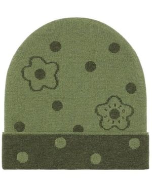 KENZO Stamp Floral Patterned Beanie - Green