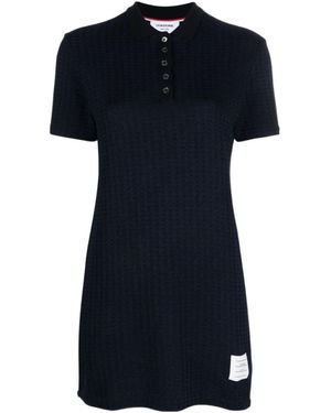 Thom Browne Checked Jacquard Short-Sleeved Polo Mini Dress - Black