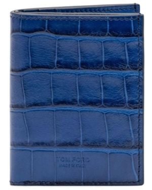 Tom Ford Logo Embossed Bifold Wallet - Blue