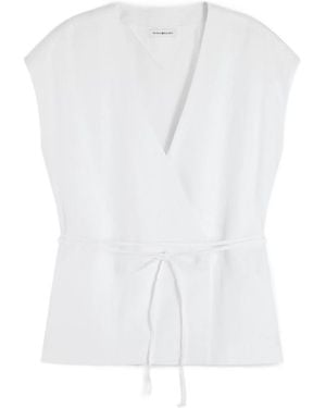 Tommy Hilfiger Wrap-Style Sleeveless Blouse - White