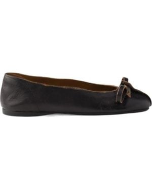 Prada Antiqued Leather Ballerinas - Black