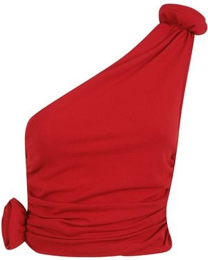 Magda Butrym Knot-Detail One-Shoulder Blouse - Red
