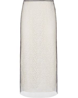 Fendi Lace Mesh Midi Skirt - White