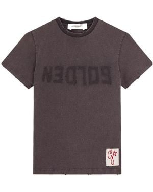 Golden Goose Logo Printed Crewneck T-Shirt - Purple
