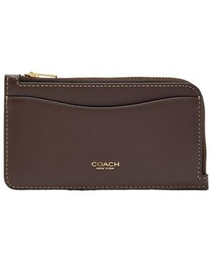 COACH New York Leather Card Holder - Brown