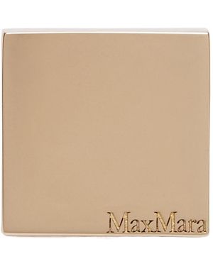 Max Mara Square Ring With Logo - Natural