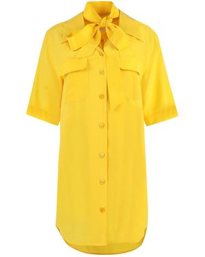 Equipment Tied Fastened Mini Shirt Dress - Yellow