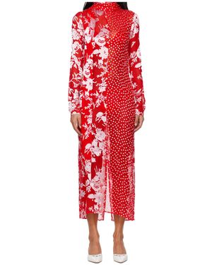 Marine Serre Floral-Polka Dot Print Maxi Dress - Red