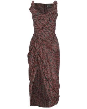 Vivienne Westwood Drape Detailed Asymmetric Dress - Brown