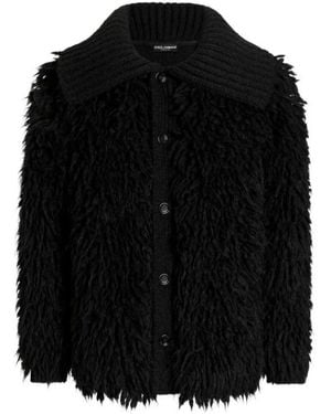 Dolce & Gabbana Fur-Effect Knit Cardigan - Black