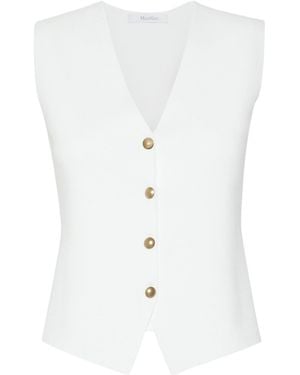 Max Mara Viscose Crepe Yarn Gilet - White