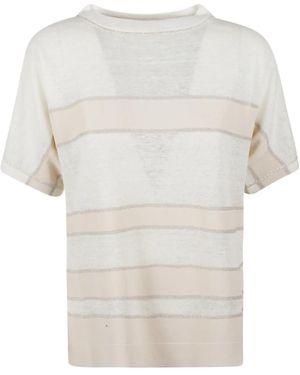 D.exterior Striped Graphic T-Shirt - White
