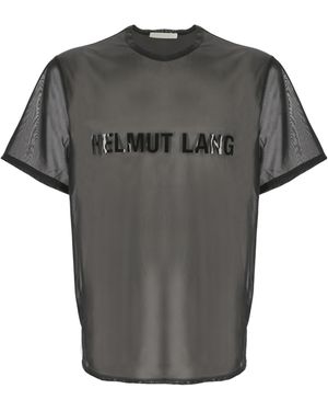 Helmut Lang Logo Printed Sheer Crewneck T-Shirt - Grey