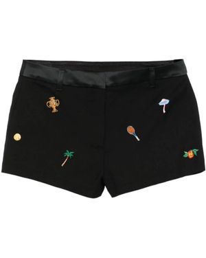 CASABLANCA Motif-Embroidered Tailored Shorts - Black
