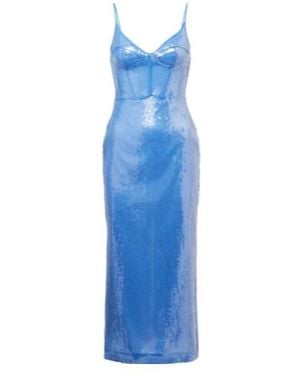 David Koma Sequined Corset Dress - Blue