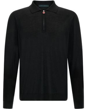 Kiton Zip-Up Polo Shirt - Black