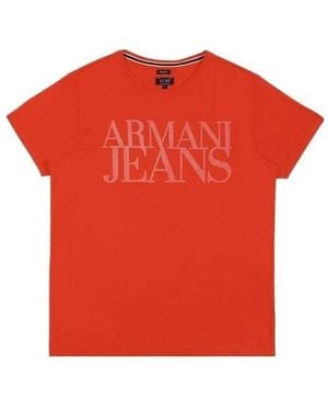 Armani Jeans Round-Necked Logo T-Shirt - Red