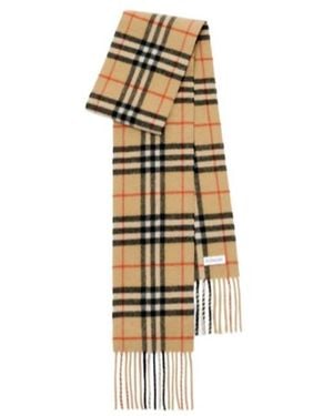 Burberry Narrow Check Fringed Scarf - Metallic