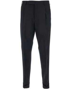 Pt Pantaloni Pt Torino Turn-Up Wool Stretch Trousers - Black