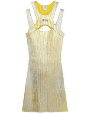 CASABLANCA Cut-Out Foil-Printed Mini Dress - Yellow