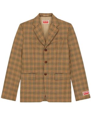 KENZO Checked Suit Jacket - Natural