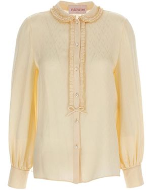 Valentino Bow Detailed Button-Up Shirt - Natural