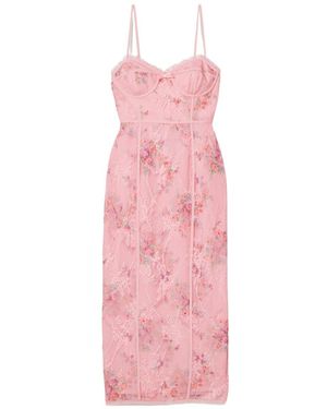 LoveShackFancy Tresor Lace Midi Dress - Pink